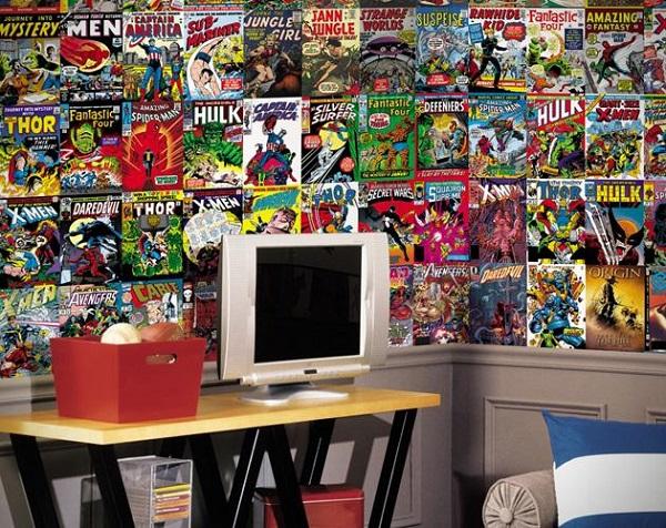 Superhero Comic διακοσμημένο τοίχο υπνοδωματίου