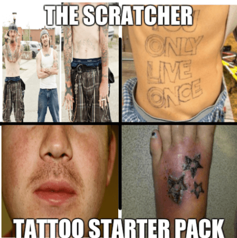 Skraberen er teknisk set ikke en tatoverer, men han er stadig en uheldig bivirkning af industrien. Skraberen kan findes bestilte forbrugsvarer fra eBay og prale af deres