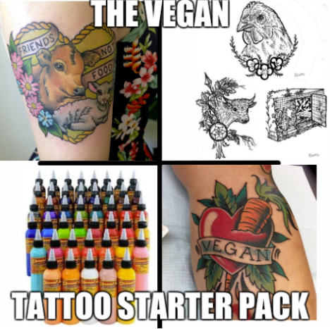 Jos et vielä tiedä, että tämä taiteilija on vegaani, älä huoli, he kertovat sinulle. Tämä taiteilija ei koske musteeseen, ellei se ole vegaaninen ja julma-sama koskee heidän jälkihoitoaan. He tietävät myös järjestävänsä tatuointien varainkeräyksiä eläinten oikeuksien tueksi ja tatuoivan alennettuja viljelyeläimiä ja vihanneksia toisille kasviperäisille keräilijöilleen.