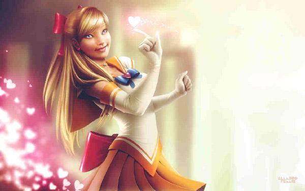 Sailor Venus af lenadrofranci, hvor hun ligner en kombination af Disney og Anime med et strejf af sødme. De søde lyserøde hjerter, der følger Sailor Venus, ser godt ud, da det giver os indtryk af, at hun er en sjov kærlig og sød pige.