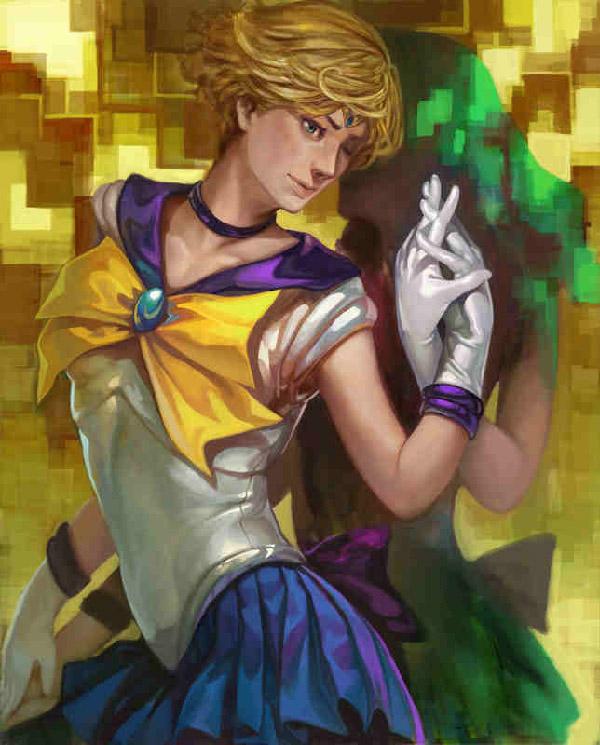 Χρησιμοποιώντας ένα πινέλο ακουαρέλας για αυτήν την ψηφιακή τέχνη από το k-BOSE, είναι ακόμα σε θέση να αποτυπώσει την ψηφιακή εικονοποίηση πίσω από τον Sailor Uranus. Η σιλουέτα του Sailor Neptune φαίνεται κάπως και το αποτέλεσμα ζωγραφικής της τέχνης αποδεικνύεται τέλειο για τη σκιώδη φιγούρα της.