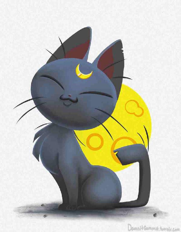 En meget moderne og yndig kunst af damn-it-sammit. Det viser Luna, den magiske kat, der står stolt. De hurtige streger i hendes øjne, whiskers og pels øger kunstens humor og ærlighed.
