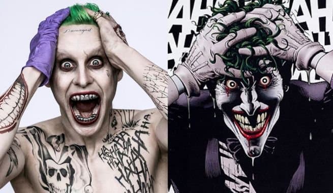 The Killing Joker fra filmen vs tegneserien.