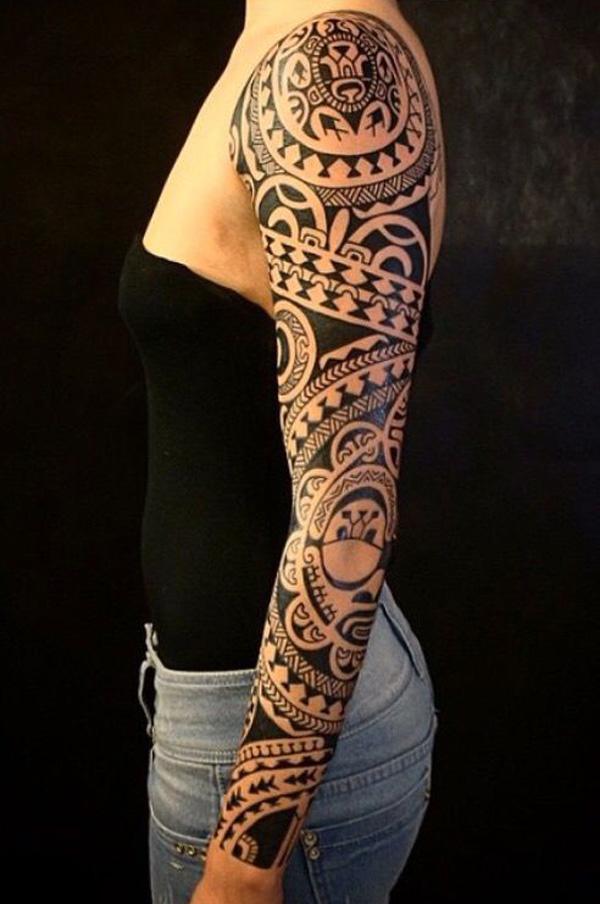 Marquesanin täyshihainen tatuointisuunnittelu