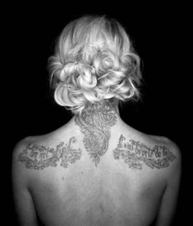 Jenna blev tatoveret af Kat Von D i en episode af LA Ink. Værket er baseret på et citat af Joan of Arc og læser