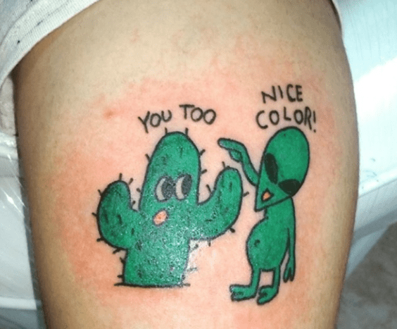 alien og kaktus tatovering