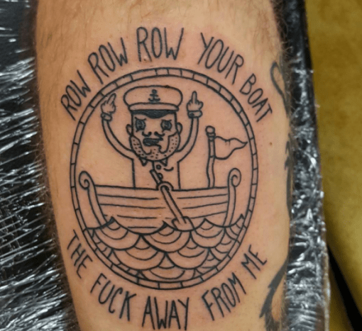 sjov ro din båd væk tatovering