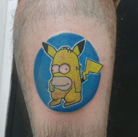 homer simpson pikachu tatovering