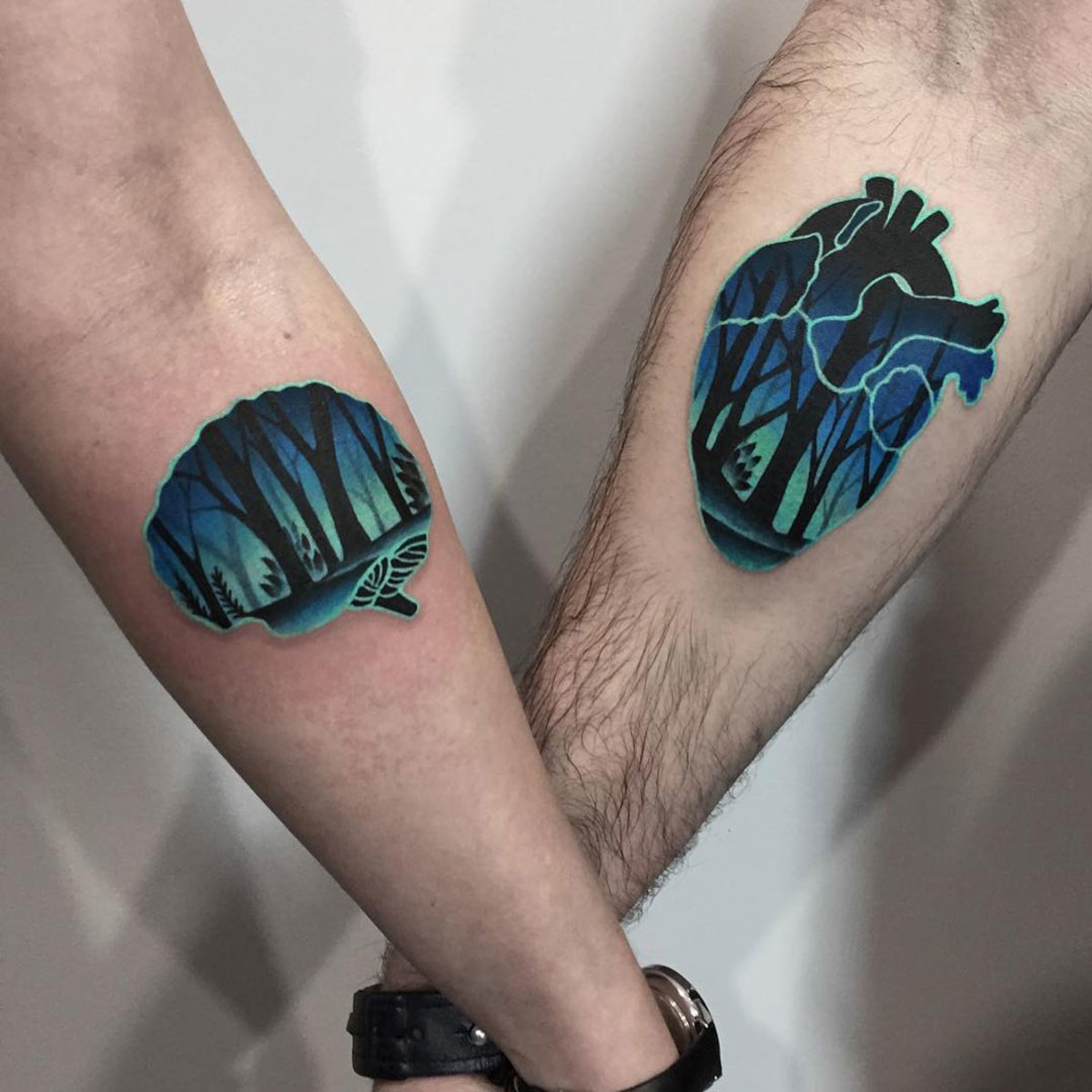 Sydämen ja aivojen parit-tatuoinnit